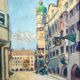 Vintage Impressionist Cityscape Oil Painting