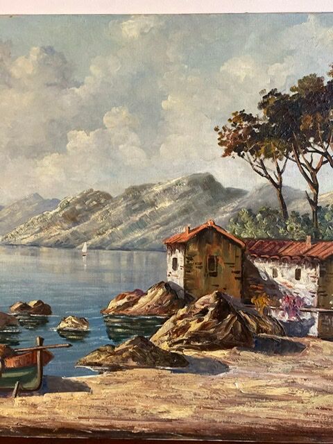 Old painting, Marine, the Riviera , signed 50/60