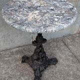 Pedestal table cast iron, marble top
