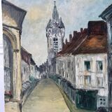 oil painting on canvas church street 20th century
