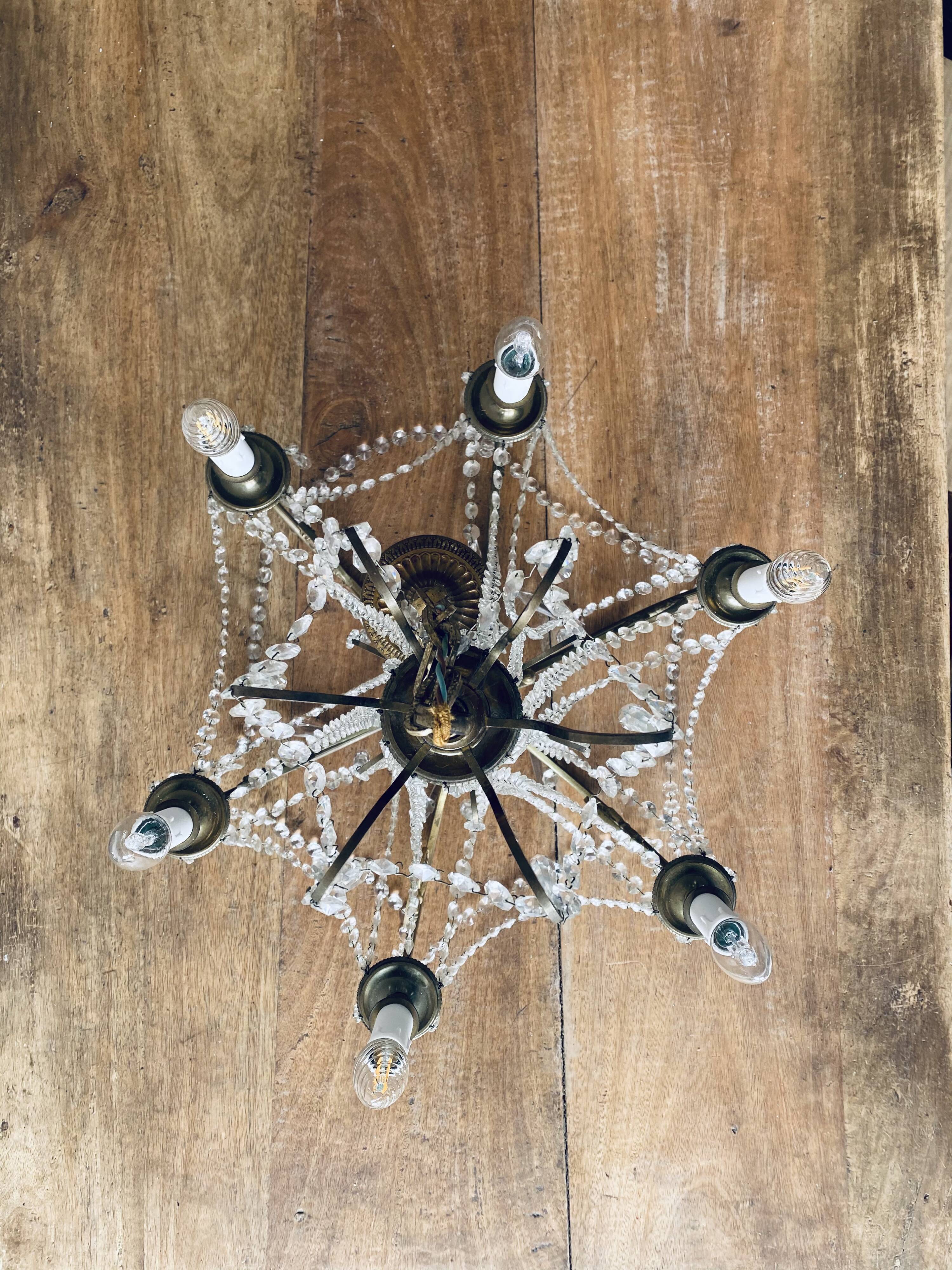 Chandelier with crystal and bronze tassels