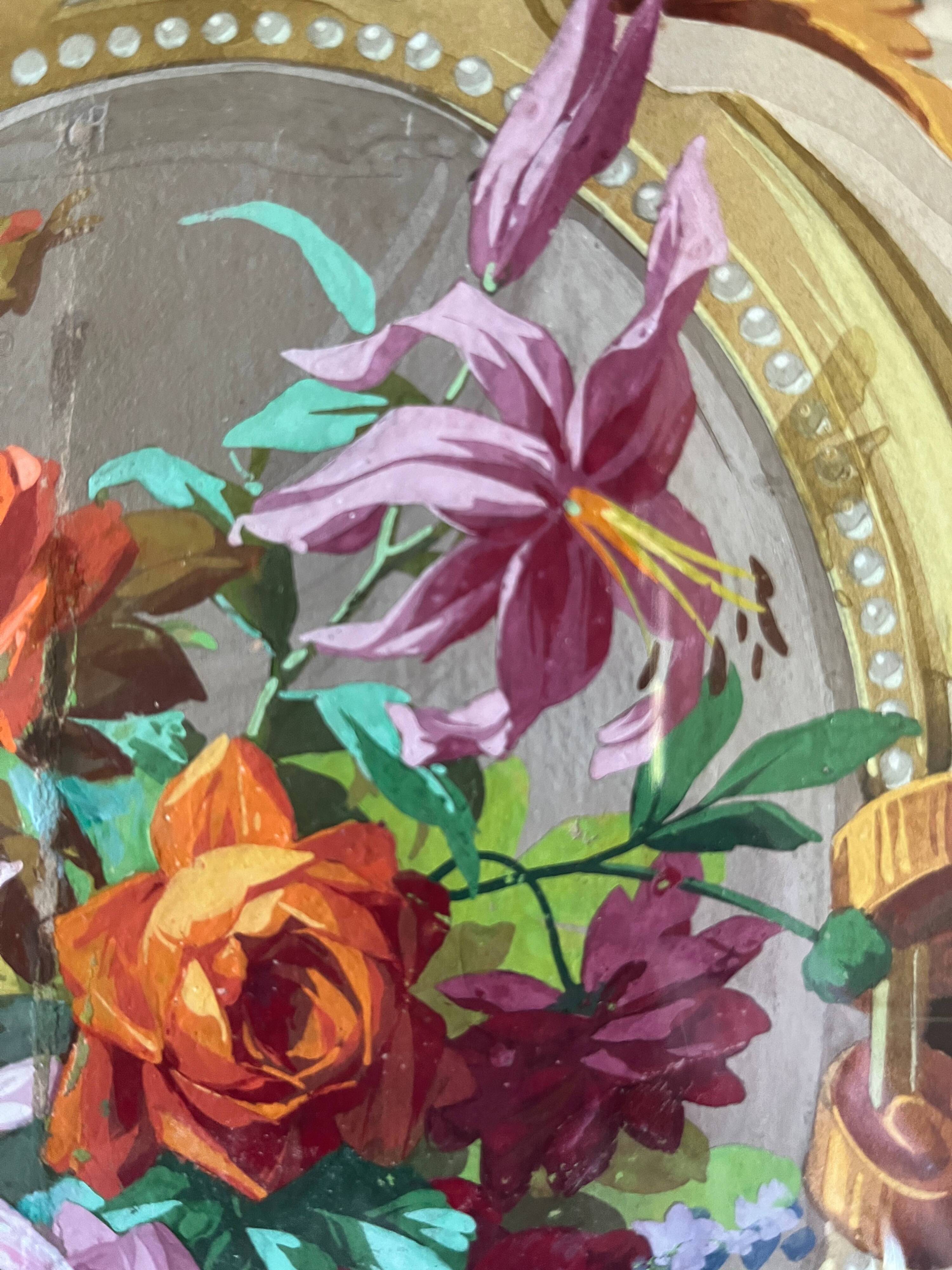 Tableau HSP "étude de fleurs - roses" Projet d'architecture Art Nouveau + c