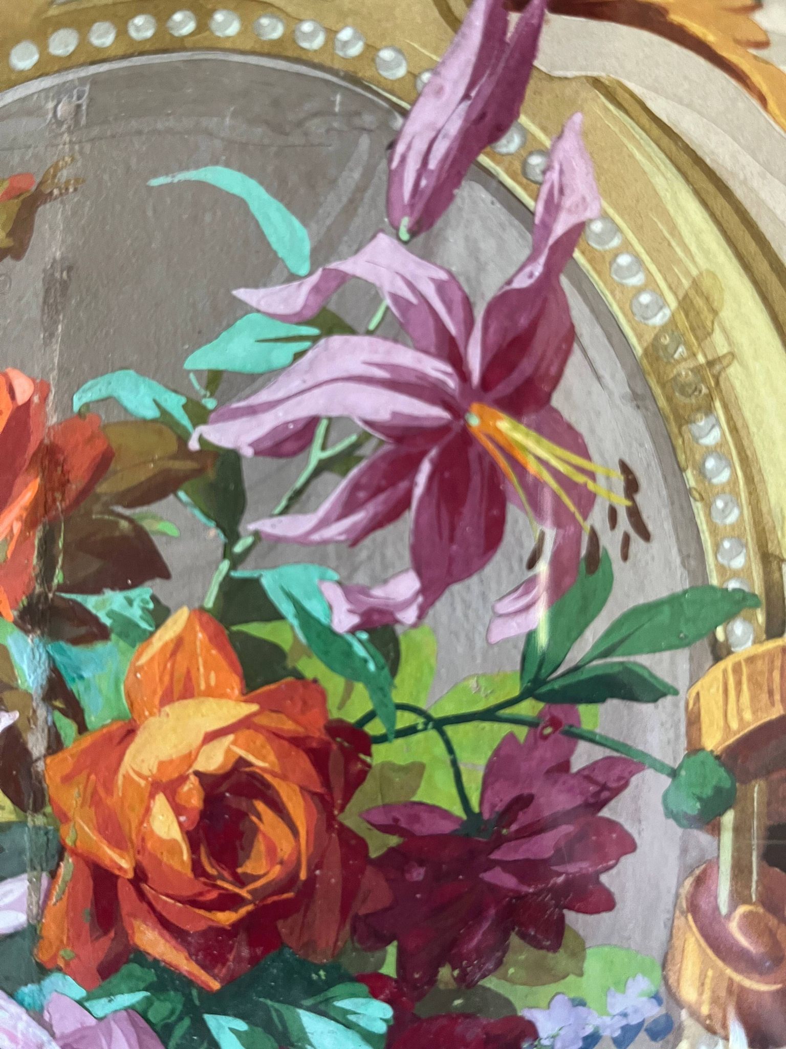 Tableau HSP "étude de fleurs - roses" Projet d'architecture Art Nouveau + c