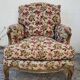 Old shepherdess armchairs louis XV style flocked fabric flower