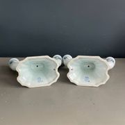 Pair of Gien earthenware candlesticks - lamp bases - Ref 1170