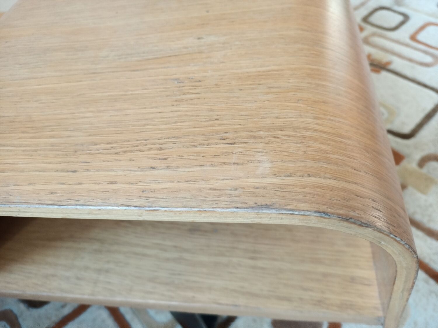 Curved wooden coffee table