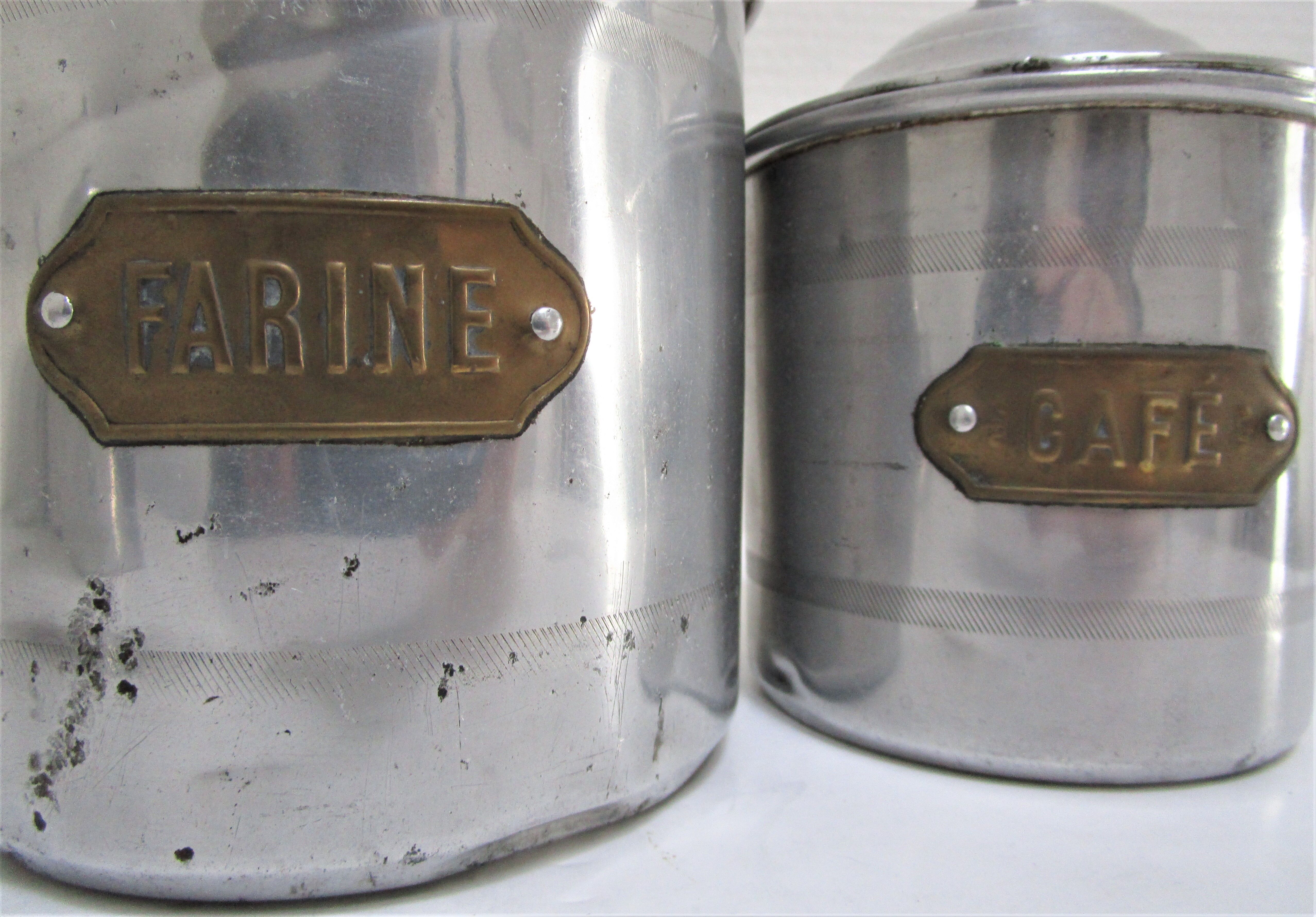 Aluminium metal spice pots 1940 series copper labels of 5