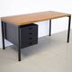 Bureau hollandais en teck et acier noir des années 1960