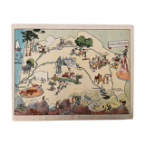 Old illustrated map of Gascony Béarn Pays-Basque - JP Pinchon