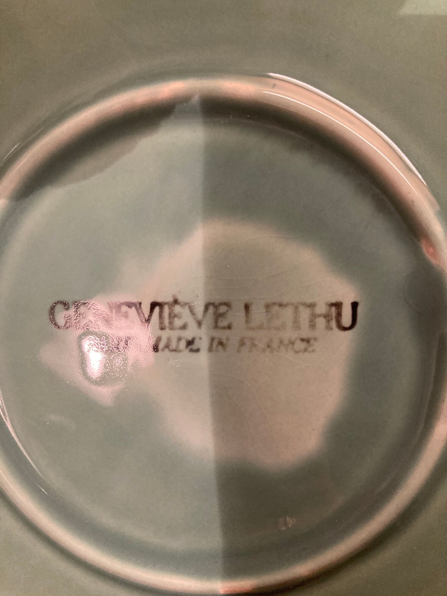 Plat faience slurry Geneviève Lethu - vintage 80s