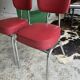 2 vintage red faux leather chairs