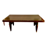 1930 Art Deco dining table in Macassar Ebony and RIO Rosewood, with extensions,