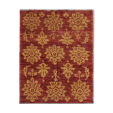 Modern deep red wool rug, classic handwoven carpet- 143x205cm