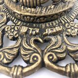 Pair of Hebrew candlesticks Tamar Jerusalem gilt bronze