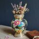 Vintage Ceramic Vase Arte Veneziana, Hand-Painted Flower Decor