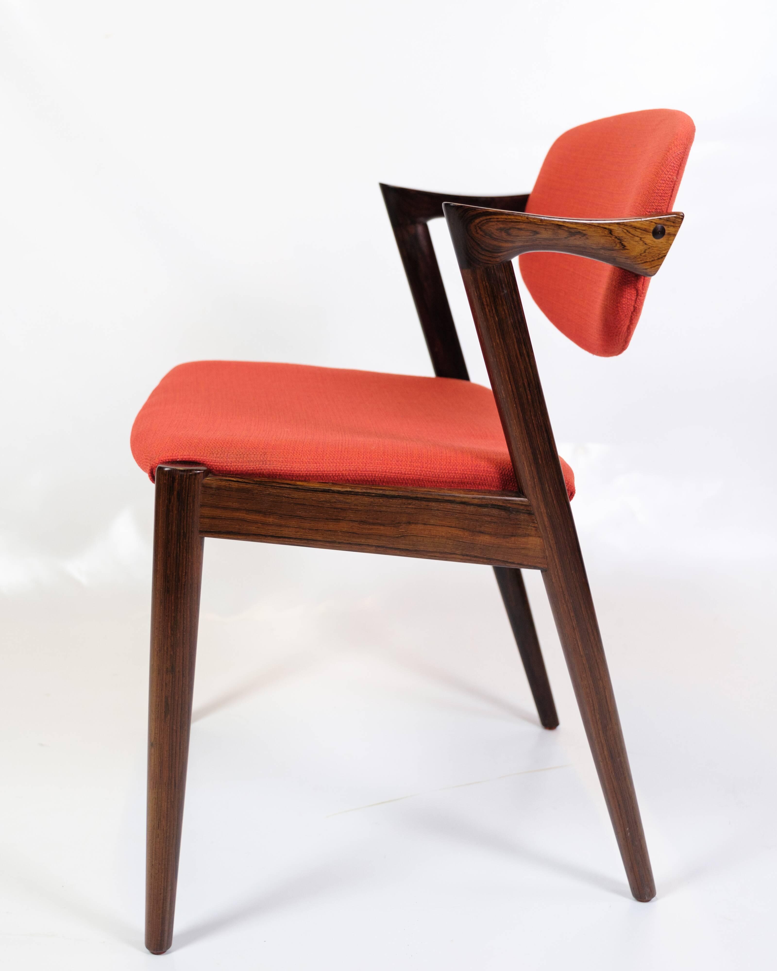 Set Of 6 Dining Chairs Model 42 Made In Rosewood By Kai Kristiansen From 1960s