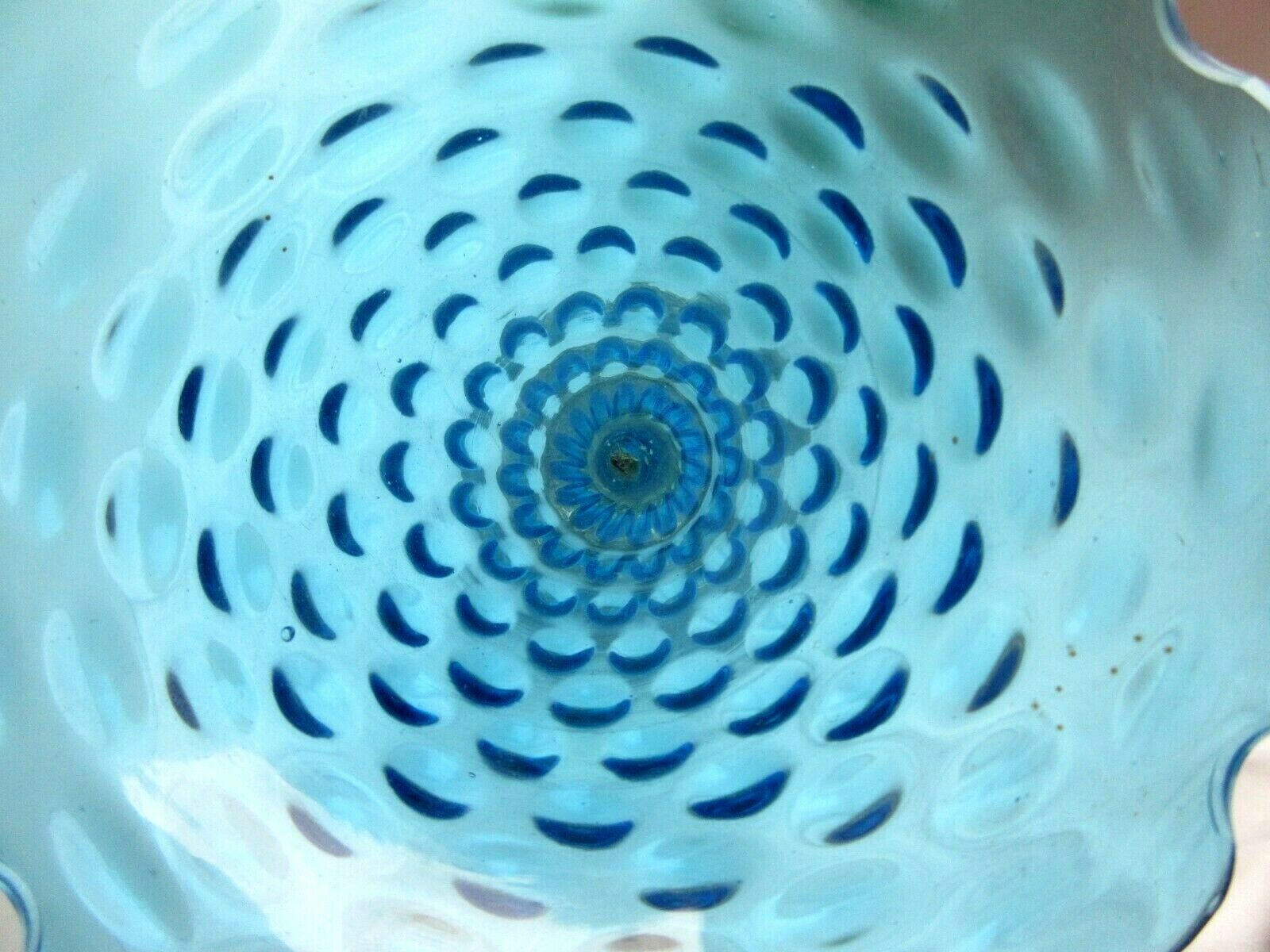 Napoleon III vase conical blue glass on cup and brass foot