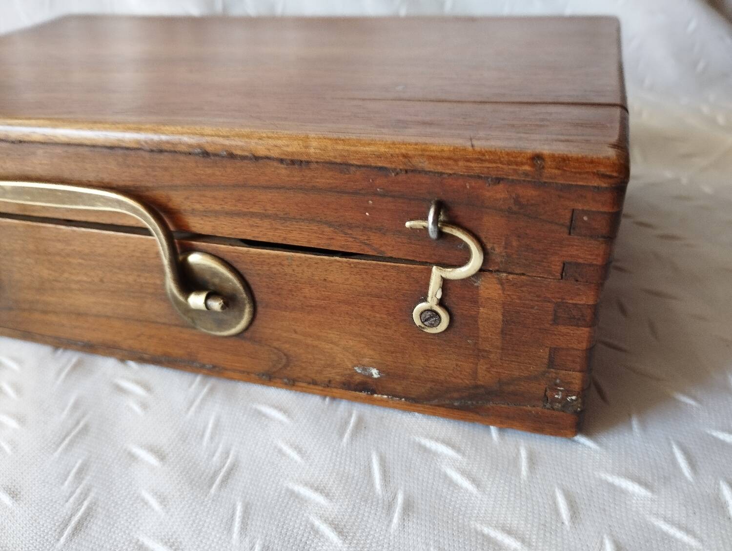 Old paint box wooden box with brass handle