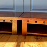 Pair of solid wood coffee tables – rustic / wabi-sabi style (1950-198)
