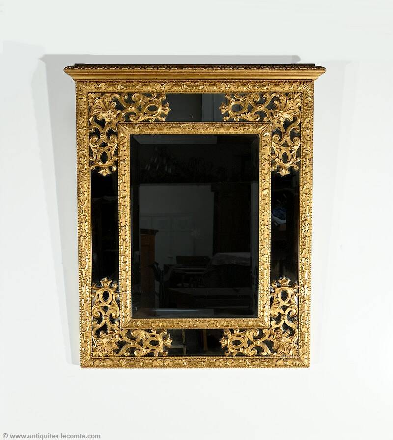 Gilded Wood Glazing Bead Mirror, Napoleon III Period – Mid 19th Century