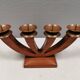 Candlestick/Advent candle holder, made of wood with 4 copper candle holders