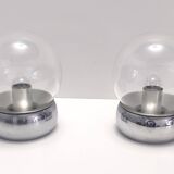 Pair of Vintage Glass and Metal Table Lamps "Vieste" by GPA Monti for Candle