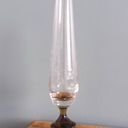 Cut glass soliflore vase with a smoked glass base.