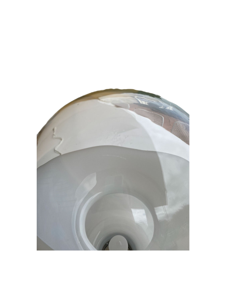 Table lamp in Murano glass and chrome plated metal