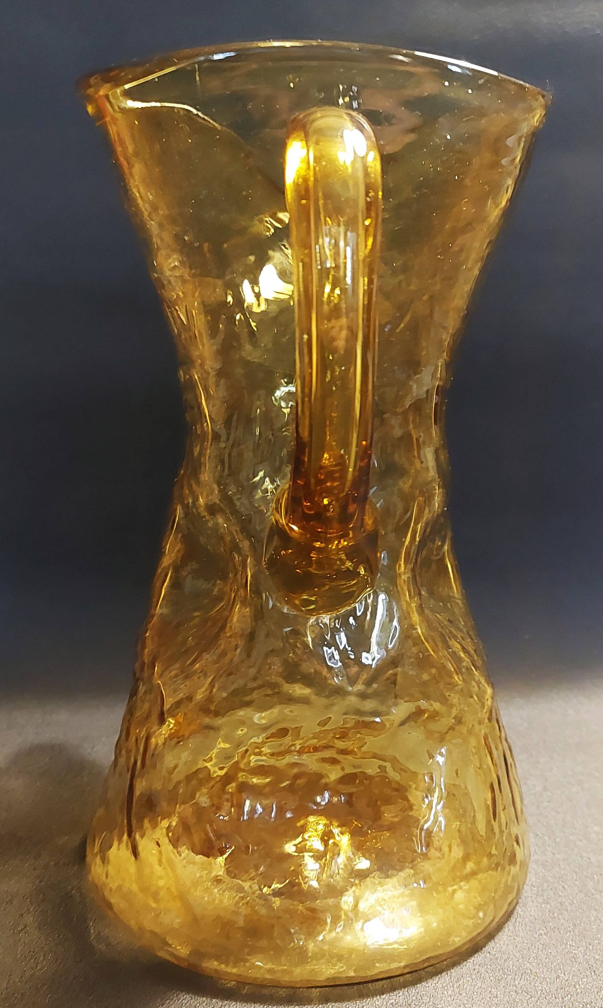 Vintage textured yellow glass carafe pitcher