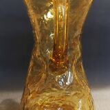 Vintage textured yellow glass carafe pitcher