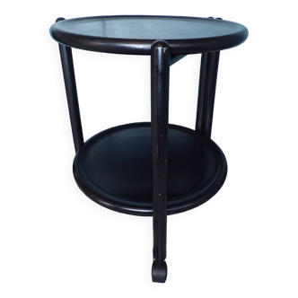 2-tray blackened wood serving trolley