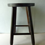Wooden stool massive dark years 70