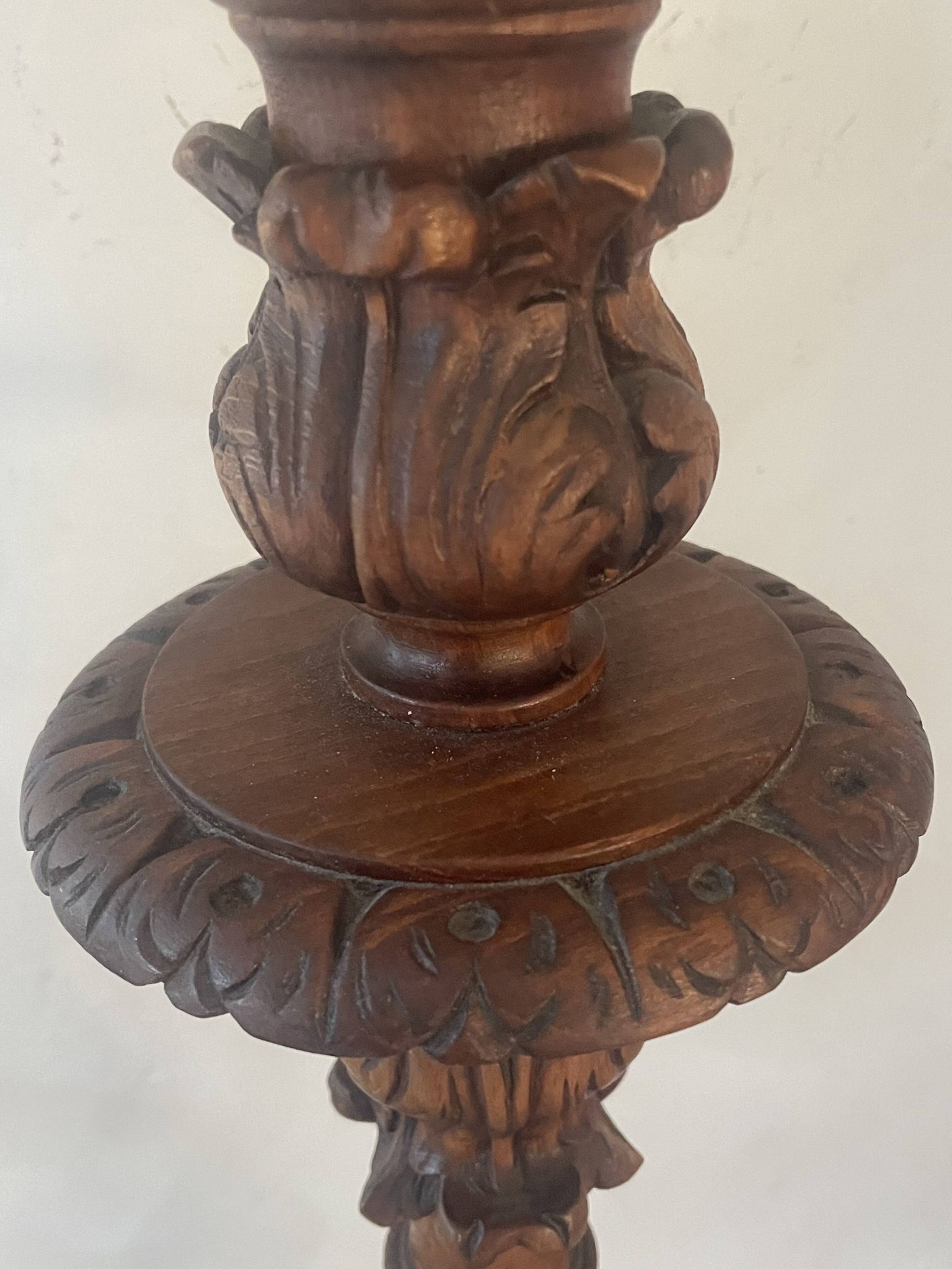Antique carved wooden lamp 67cm