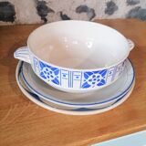 Salad bowl decorated stylized flowers "Saint Aubin" Digoin Sarreguemines