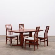 Danish set of 4 Kai Kristansen chairs and a table from Korup, 1960 Denmark.