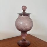 Purple bubble glass candy box – Biot style – hand-blown glass
