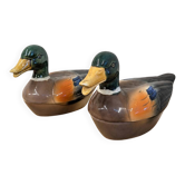 Paire de canards vintage en faïence Michel Caugant