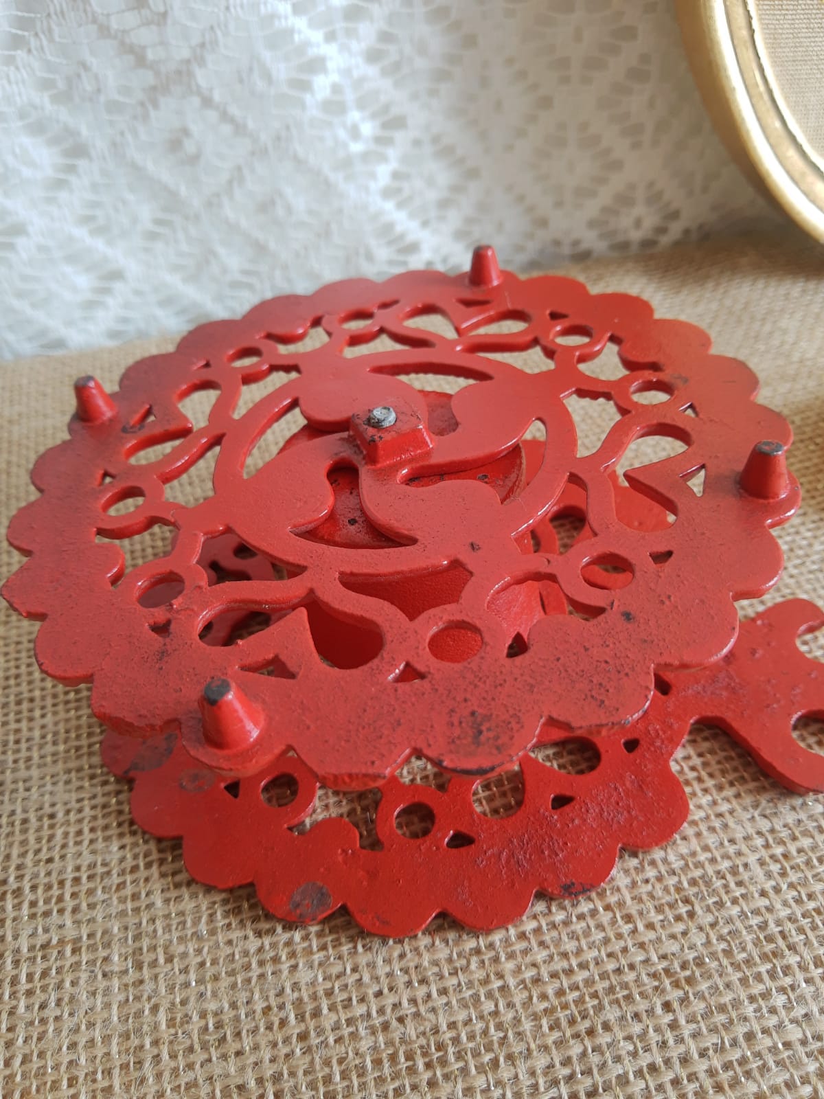 iron candle holder vintage red cellar rat