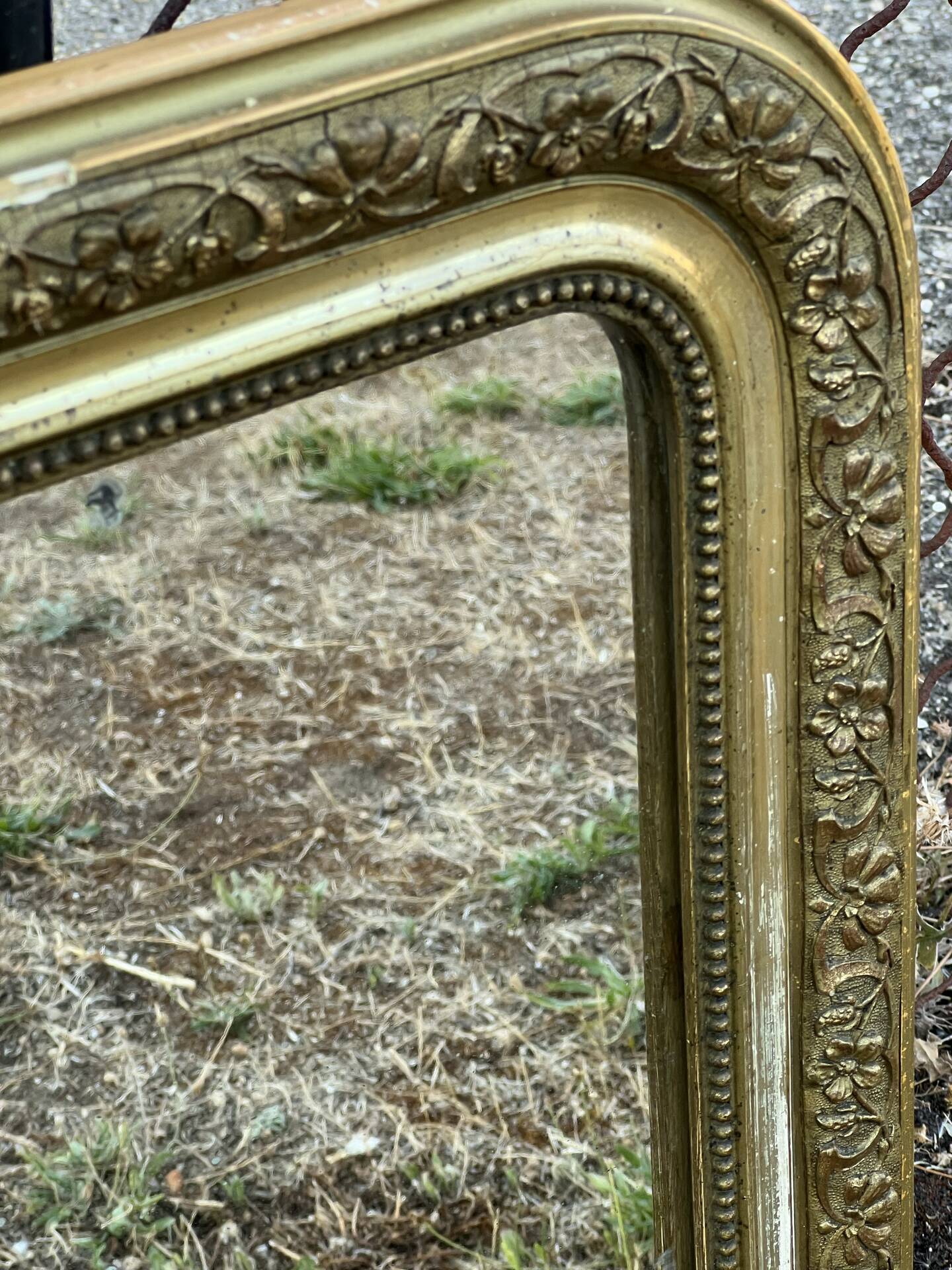 Louis-Philippe mirror with gold leaf, mercury glass 65x51cm