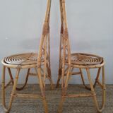 Pair of bamboo chairs and rattan years 70
