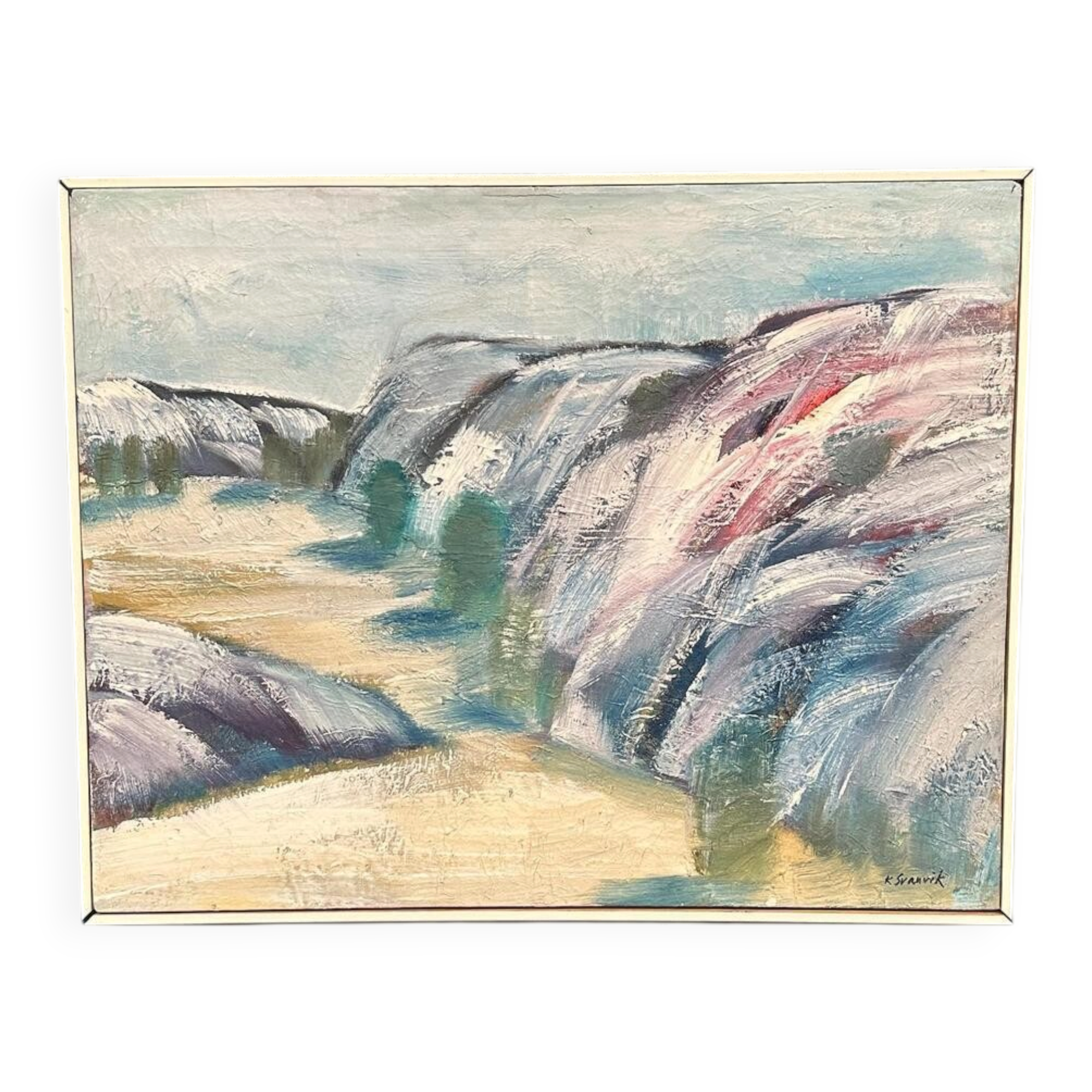 Swedish Oil on Canvas – “Valleys” by K. Svanvik – Signed