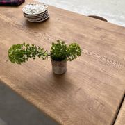 Large farm table from the 60s, in solid oak, with extensions