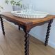 Table basse bois massif pieds torsadés sculptés