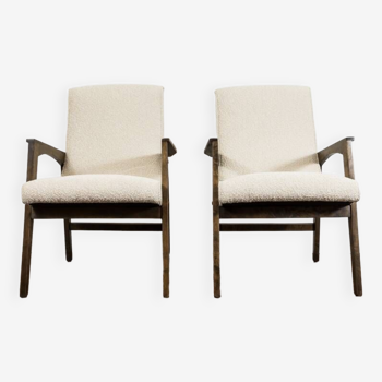 Pair of Mid-Century Armchairs in Beige Boucle 1964