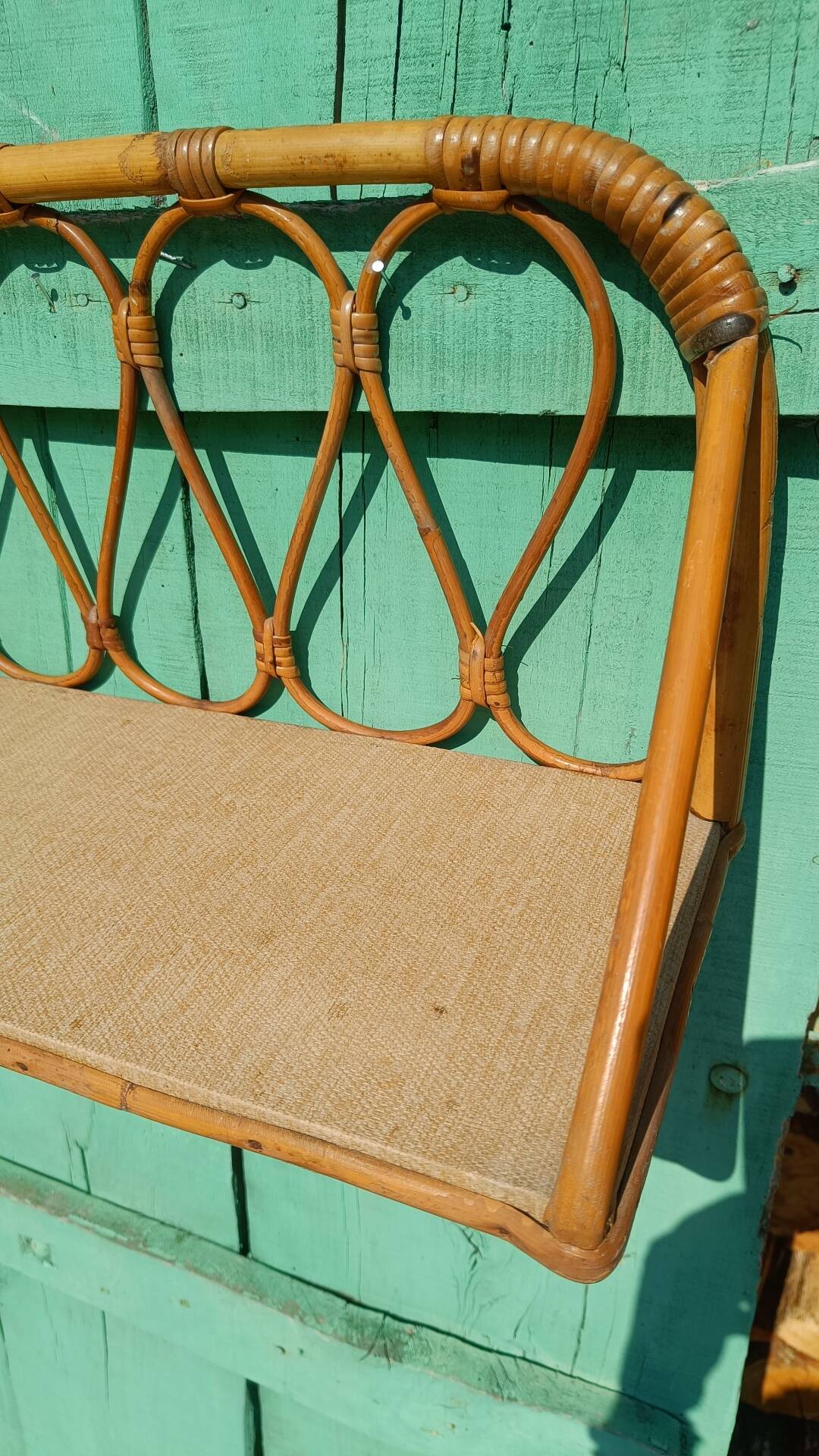 1960s rattan wall shelf