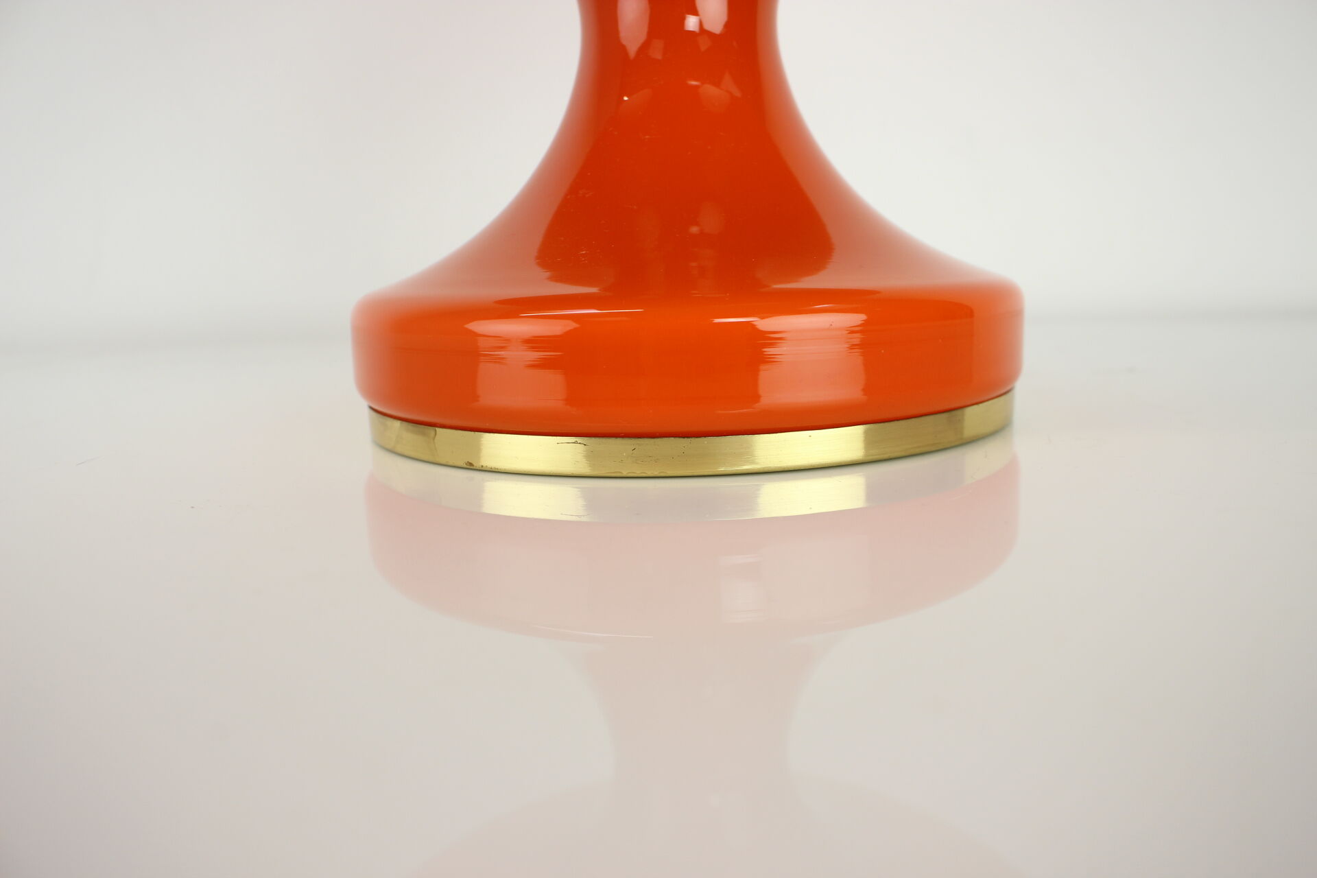 All Glass Orange Table Lamp by Valasske Mezirici, 1970s