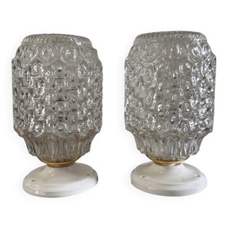 Set of two chiseled glass ceiling lights
