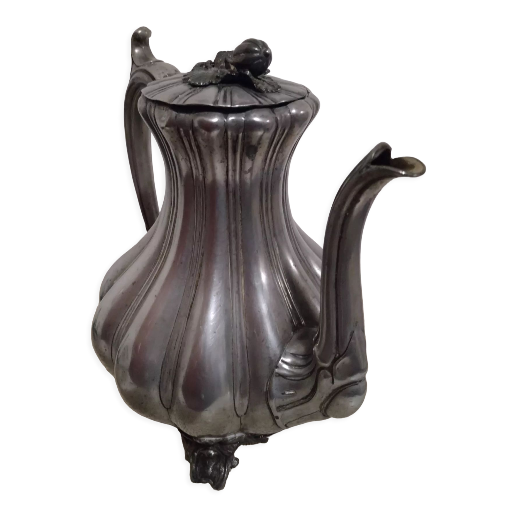 Authentique Cafetière en Etain Ancienne (XIXeme