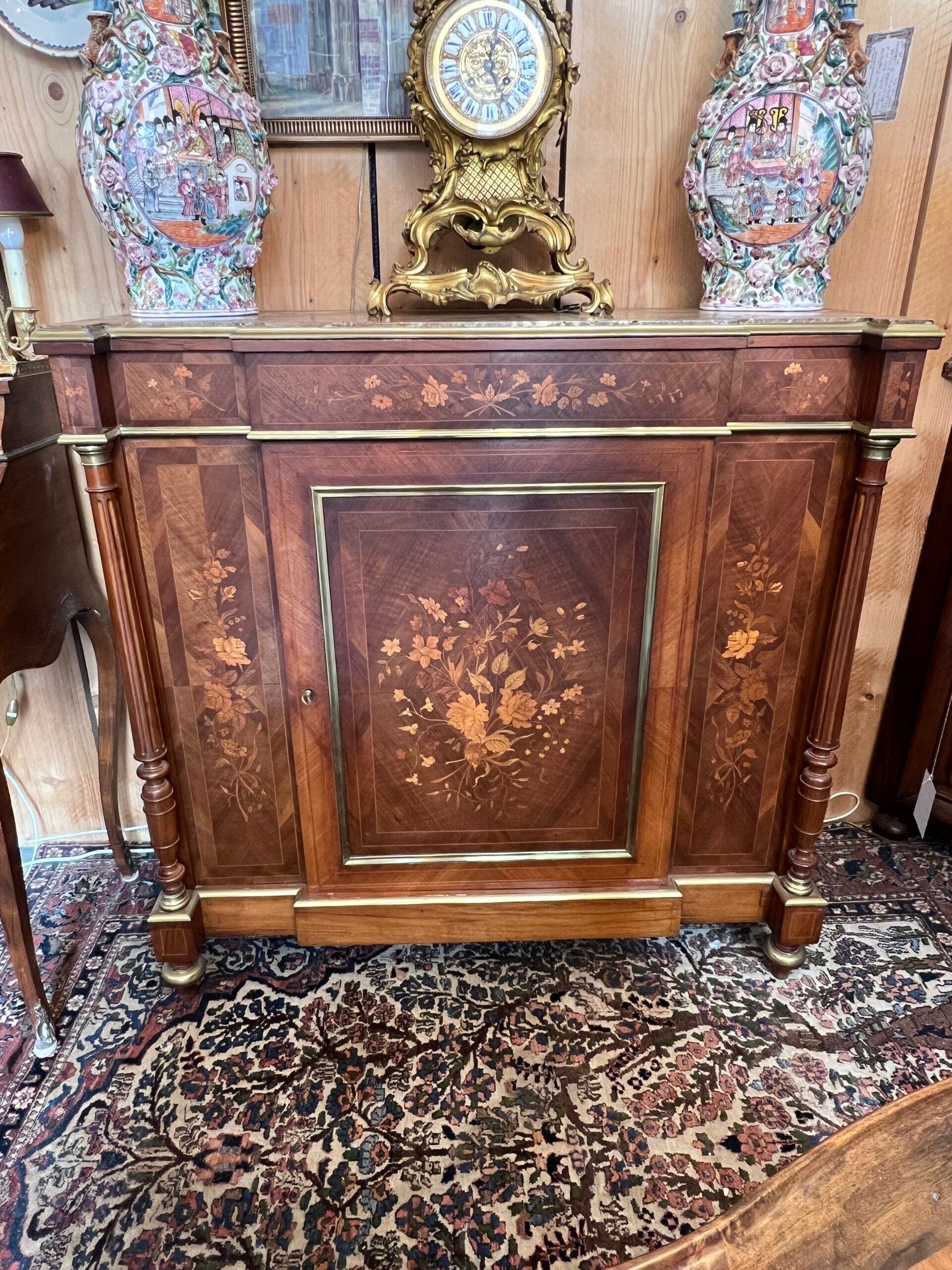 Napoleon III sideboard, rosewood and floral marquetry, 19th century