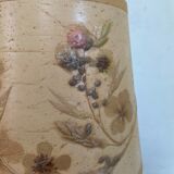 Table lamp in blue stoneware and vintage herbarium lampshade